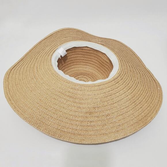 Floppy Brim Straw Paper Hat with Fabric Sash Tie Bow - Picture 4 of 7